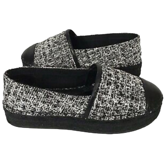 Karl Lagerfeld Shoes - Karl Lagerfeld size 8 black and white tweed platform espadrille shoes